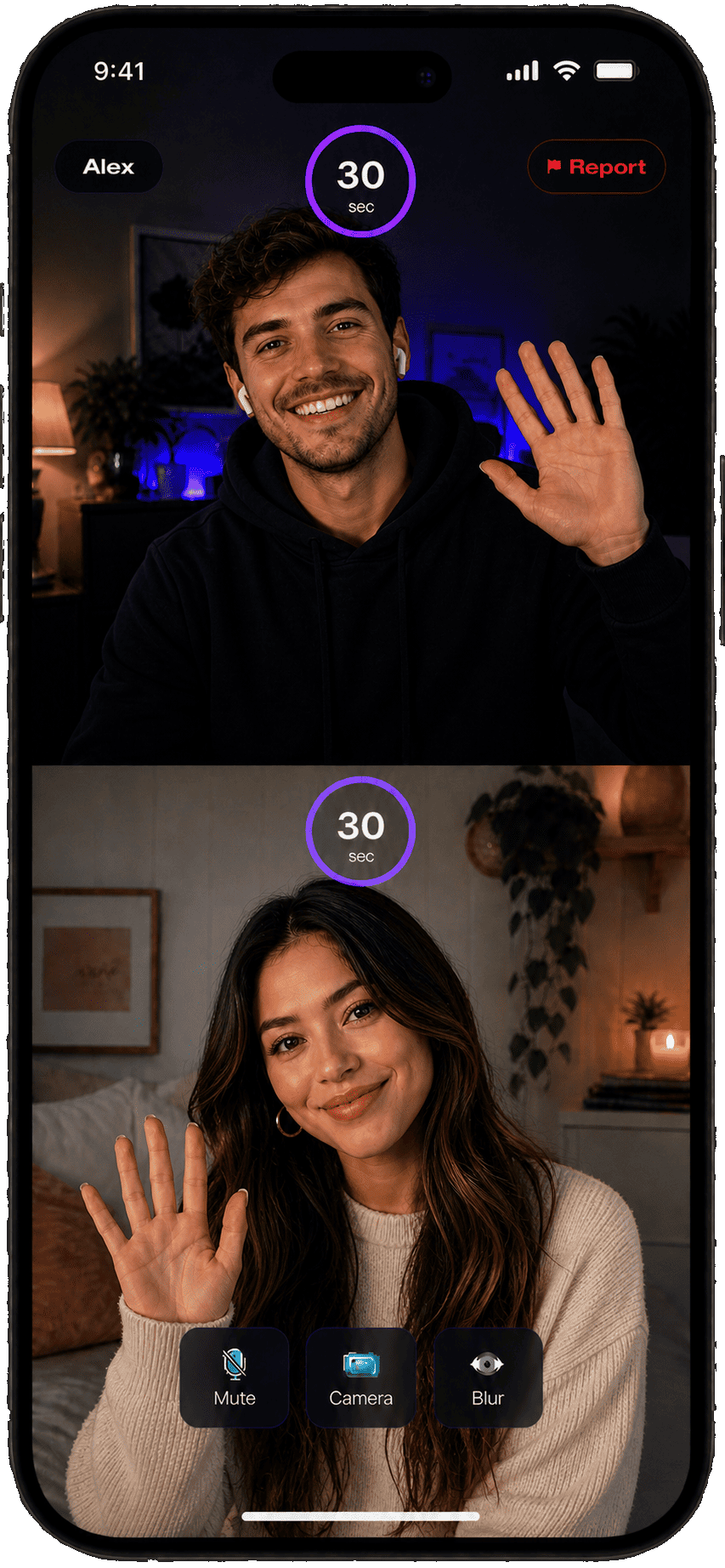 Blink30 random 30 second video chat preview